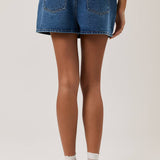 The Mallory Mid Waist Denim Skort