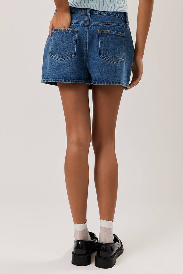 The Mallory Mid Waist Denim Skort