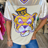 LSU Tiger Eye (Licensed) | Sequin Design Football Jersey Butter
