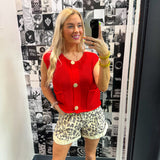 Leopard Denim Shorts