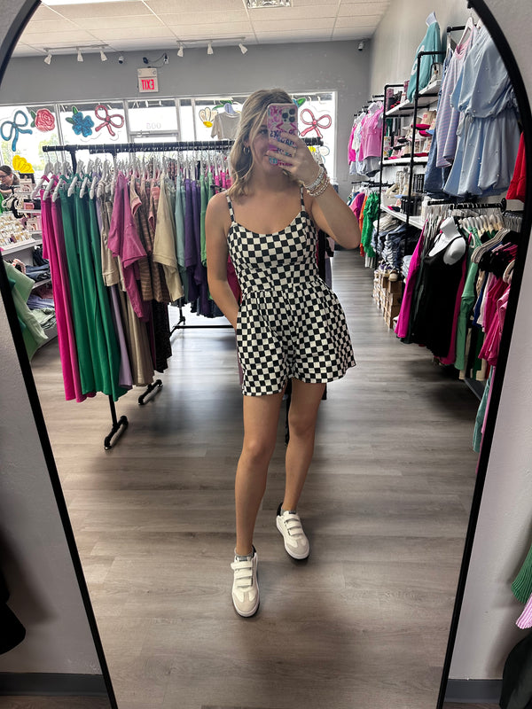 Out of  My Way Checkered Romper