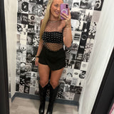 The Midnight Bronco Knee High Embordered Cowgirl Boots Black