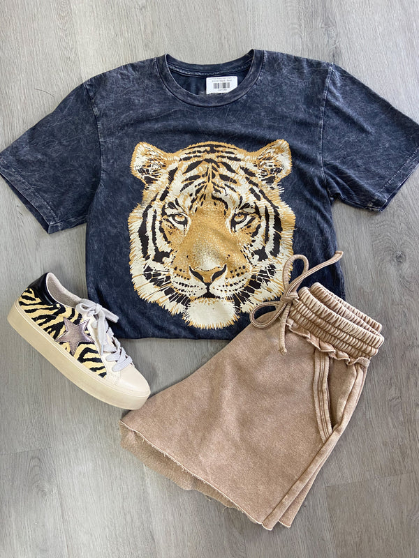 Tiger Face Mineral Wash Graphic Tee