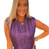 Metallic Purple Sleeveless Sweater