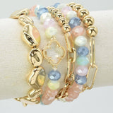 Beaded Clover Accent Jewelry Set Bracelet