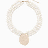 Marbled Bead Layered Statement Necklace