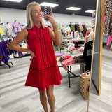 Red and Black Collar Dress