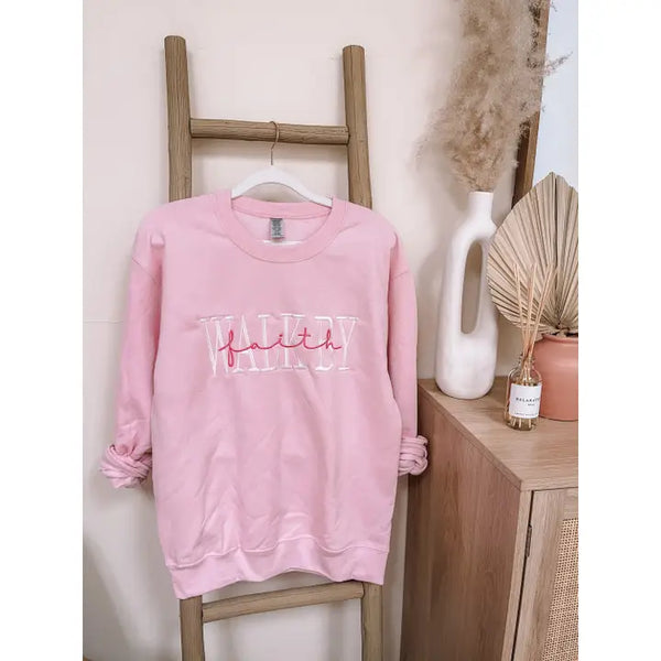 Faith Pink Embroidery Sweatshirt