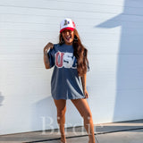 USA Lace Graphic Tee on Denim