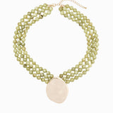 Marbled Bead Layered Statement Necklace