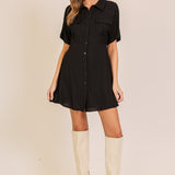 Black Button Down Shirt Dress