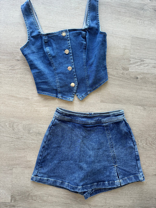 Denim Vest Top - Dark Denim