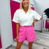 Pink Belted Shorts