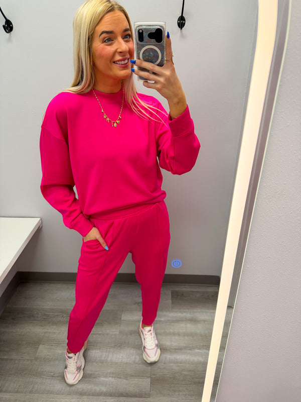 Cloud Nine Mockneck Set | Hot Pink