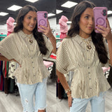 Stripe Pleated Top