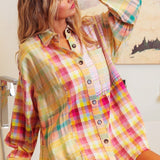 Colorburst  Distressed Flannel Top
