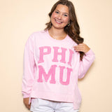 Phi Mu (Licensed Greek) | Distressed Embroidery (Pink)