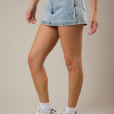 The Mallory Mid Waist Denim Skort
