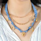 3 Layered Western Denim Bandana Scarf Necklace