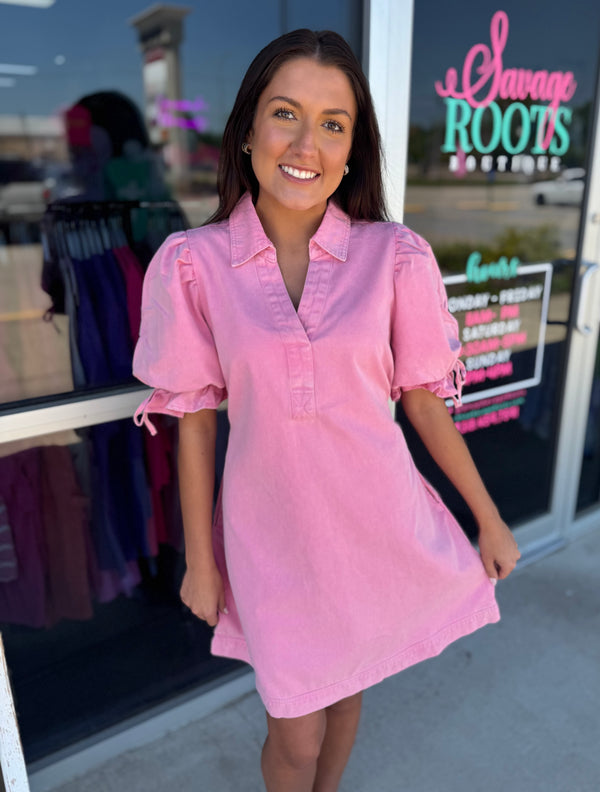 Spring Color Denim Dress