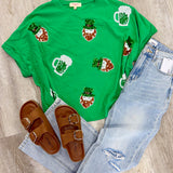St. Patricks Sequin Leprechaun & Mug Top