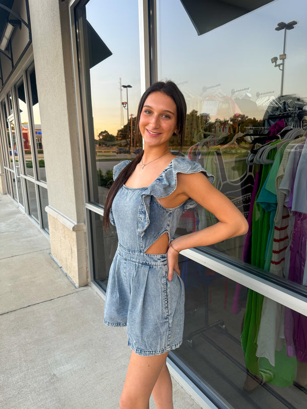 Denim Cut Out Romper