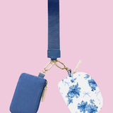 Double Pouch Wristlet- Blue Blossom