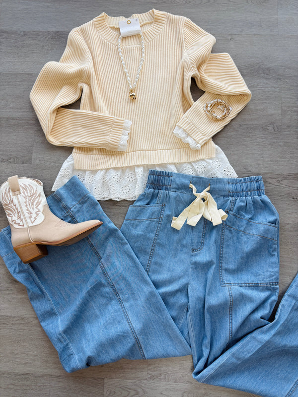 Sweetest Touch Sweater with Lace Detail