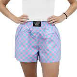 Blue on Pink Checkered Boxer | LULU MAC