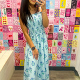 Put You First Blue Floral Midi