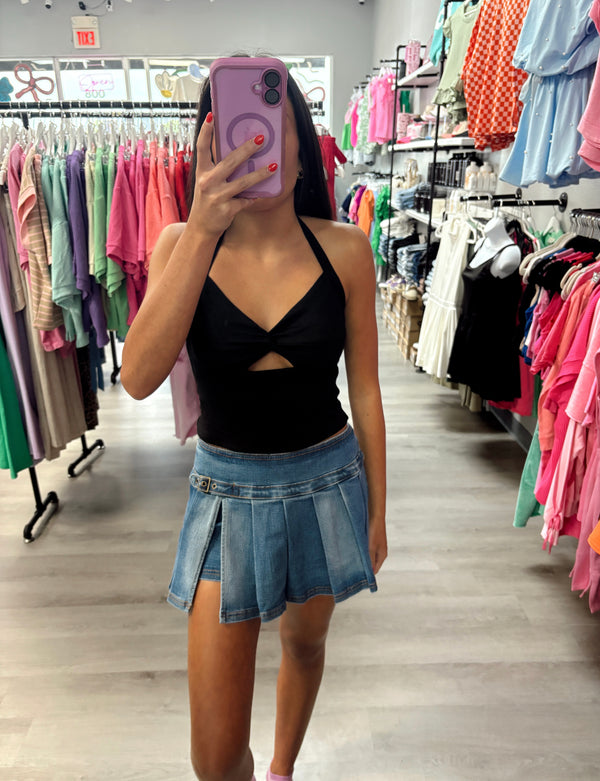 All You Have to Do is Stay Sleeveless Halter Crop Top