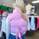 Puffer Padded Vest with Satin Organza Bow