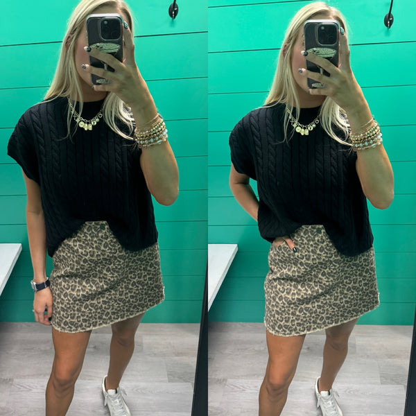 Mocha  Leopard Skirt