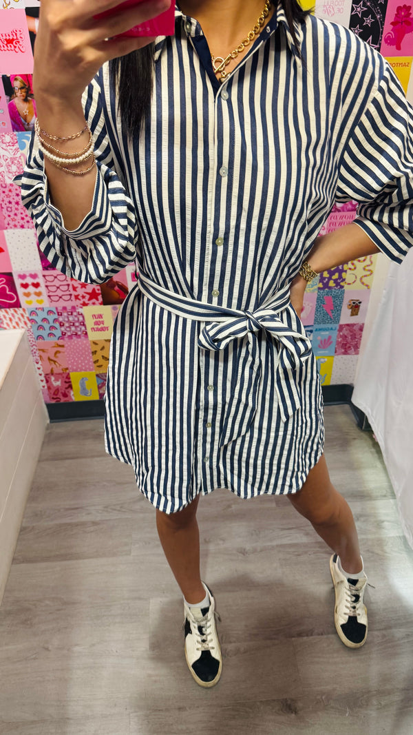Navy and White Stripe Dress