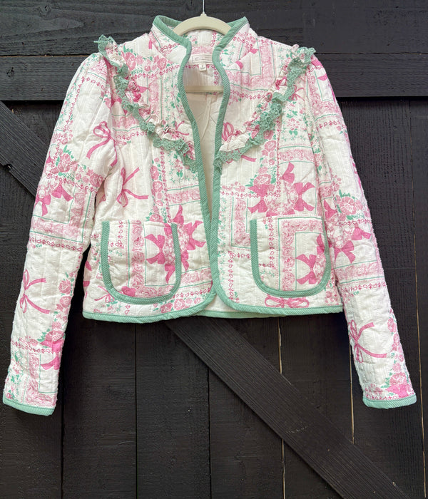 Beauty in Bows | Bow Patchwork Print Quilted Jacket