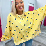 Dot Your Way Pullover | Yellow and Blue