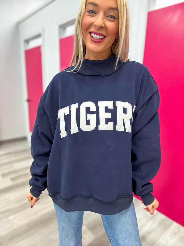 Tigers Navy Mockneck