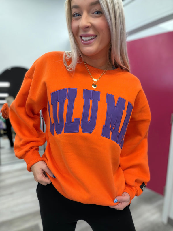 Orange and Purple Lulu Mac Embroidery Sweatshirt