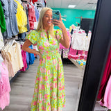 Bright Floral Dreams Dress Mint