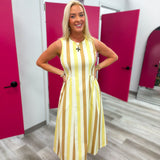 Sweet Talk Stripe Midi Dress Butter and Tan