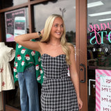 Tweed Checkered Wrap Front Mini Dress W/flap