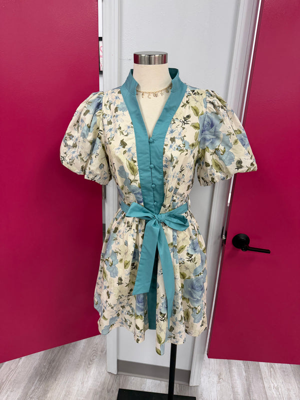 Seafoam Garden Tie-Front Dress