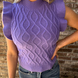 Purple Short Sleeve Knit Sweater