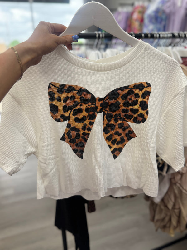 Leopard Bow Waffle Tee