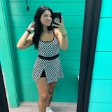 Checker Print Romper Dress