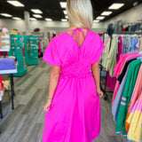 The Pink Pop Zip Midi Dress