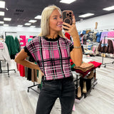 Pretty in Pink Plaid Sweater