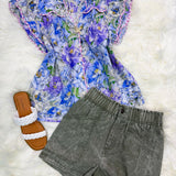 Sunny Drive Sage Denim Lightweight Shorts