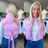 Puffer Padded Vest with Satin Organza Bow