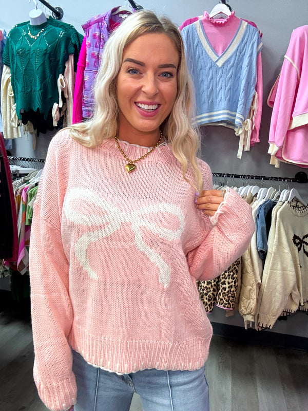 Bow Sweater - Baby Pink